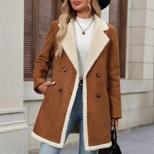 Veste mi-longue décontractée en laine doublée polaire pour femme    🎁 Livraison offerte Gratuitement