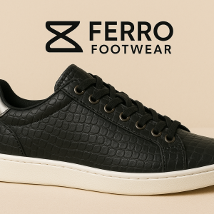 Ferro Footwear Noir Croco Classique حذاء “أسود نقشة التمساح   (🎁 Livraison gratuite)