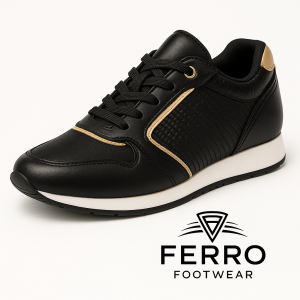 🖤 Sneakers Premium FERRO Footwear – Noir & Or  🖤 حذاء FERRO الرياضي الفاخر – أسود مع لمسة ذهبية